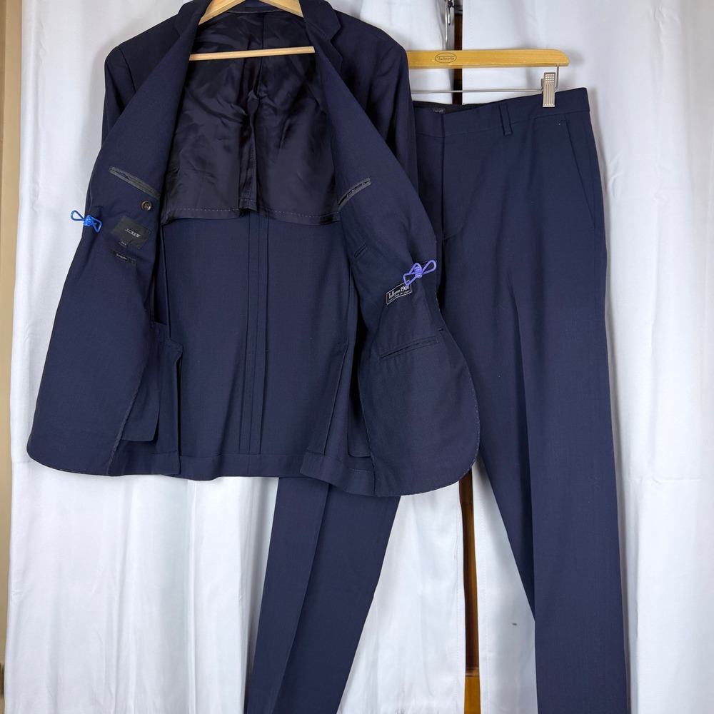 J.Crew Ludlow Traveler Suit Navy Blue Tollegno 1900 Italian Wool 29x28